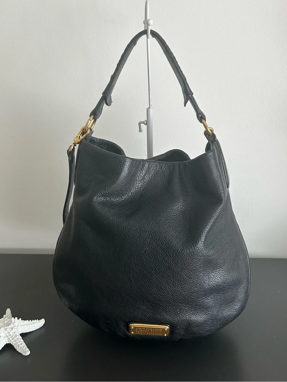 Marc Jacobs Black pebble Leather Hobo Crossbody Bag Large Shoulder bag